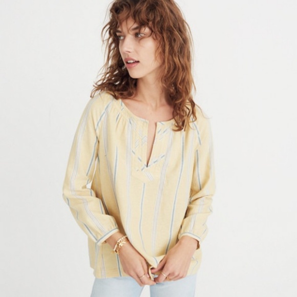 Madewell Tops - NWT Madewell | Yellow Tie-back Peasant Top